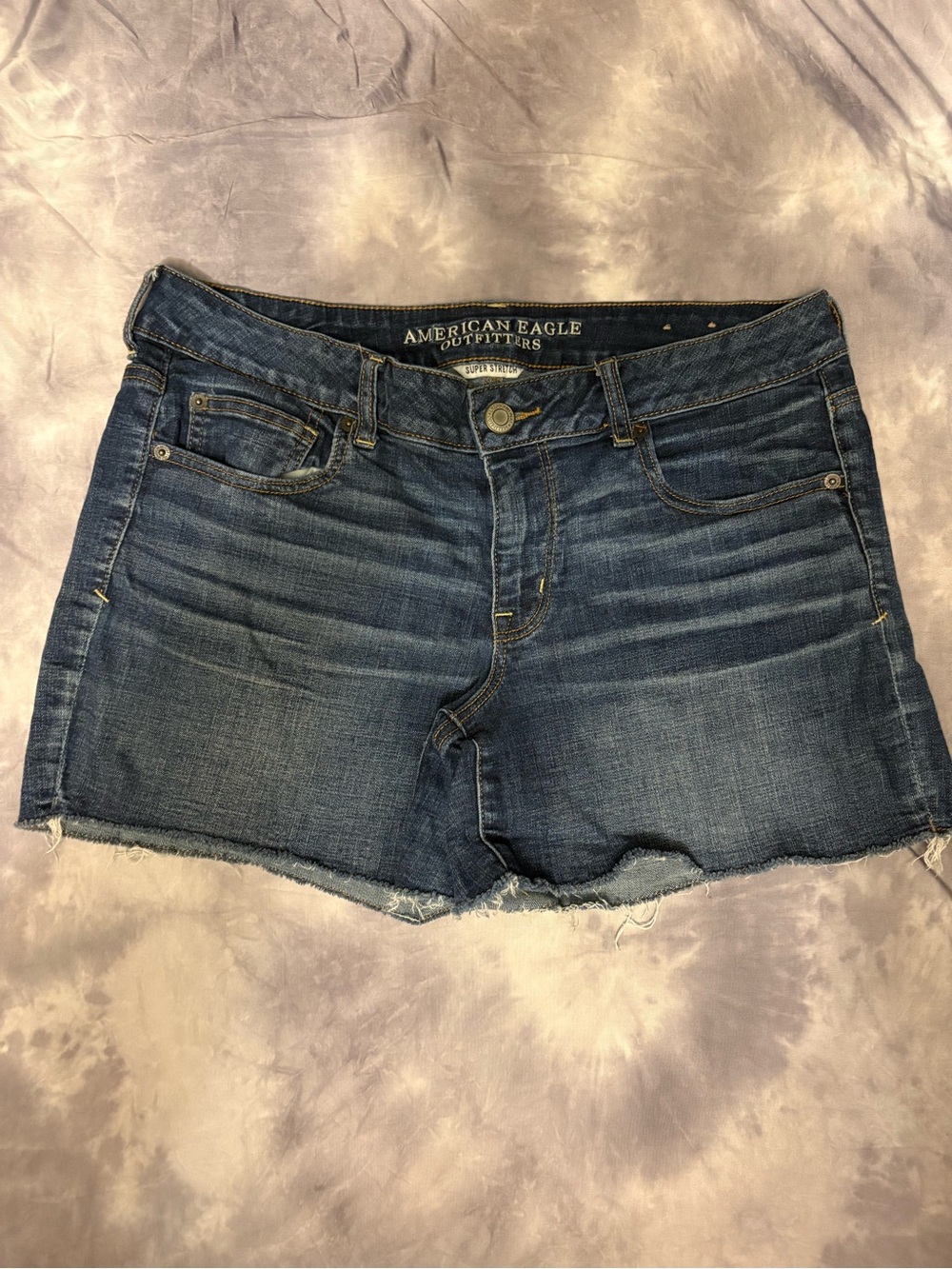 American Eagle Outfitters Blue Denim Frayed Hem Shorts